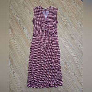Banana Republic Sleeveless Red and White Patterned Dress